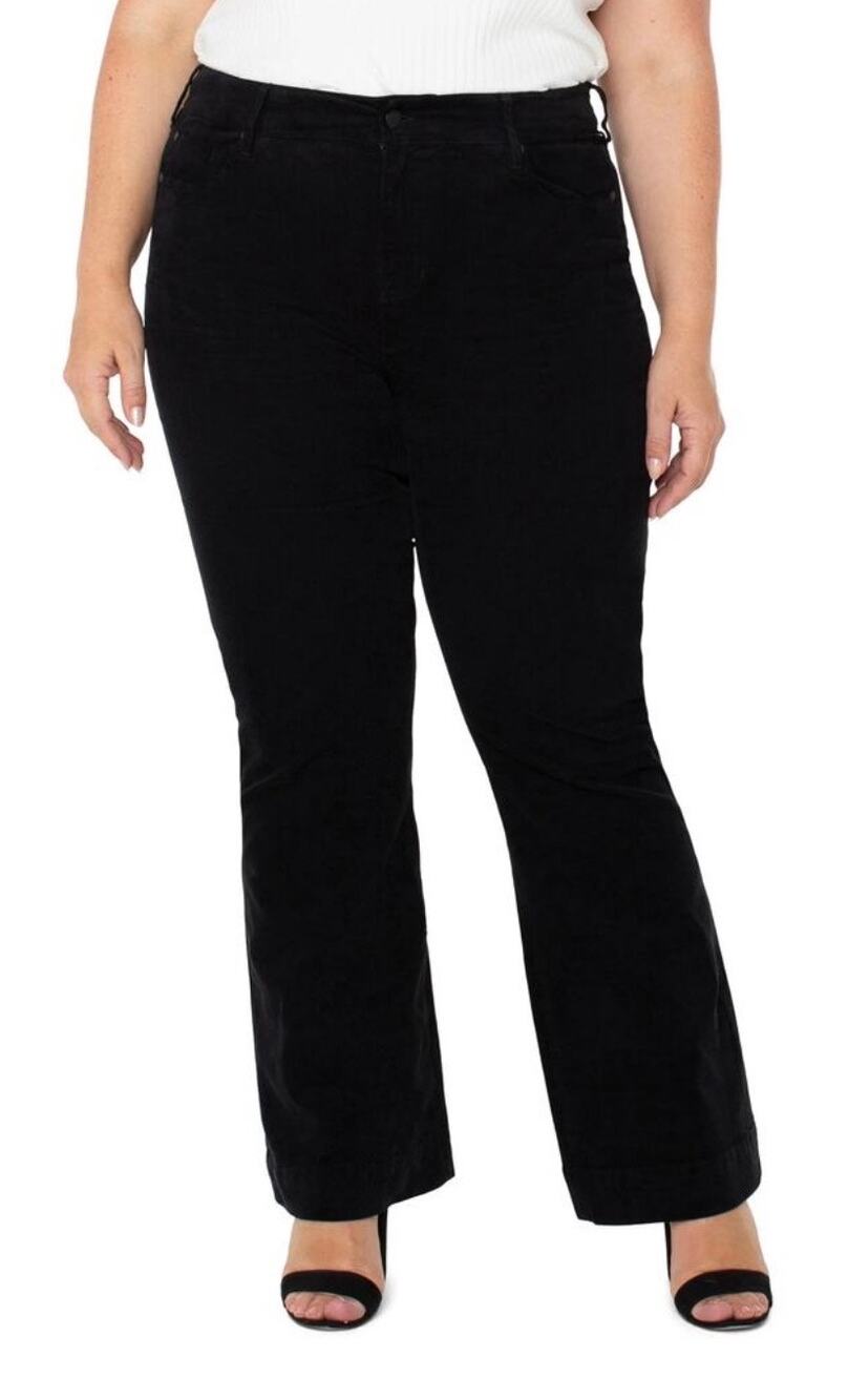 Liverpool Corduroy Jeans Womens 18W Hannah Flare Black Mid Rise Stretch Plus NWT